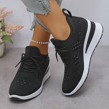 🌸👟Atmungsaktive Sneaker aus Mesh mit Strassverzierung