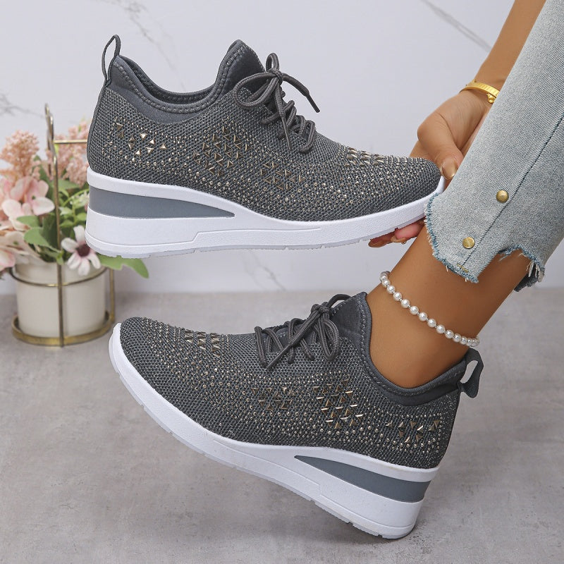 🌸👟Atmungsaktive Sneaker aus Mesh mit Strassverzierung