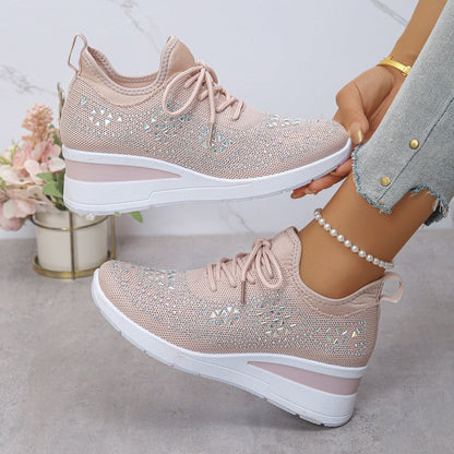 🌸👟Atmungsaktive Sneaker aus Mesh mit Strassverzierung