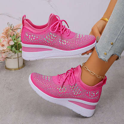 🌸👟Atmungsaktive Sneaker aus Mesh mit Strassverzierung