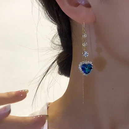 🛍️ 50 % Rabatt – Zarte Herz-Ohrringe mit blauem Kristall – filigraner Verlauf, edler Look & elegant – für den stilvollen Auftritt 💙