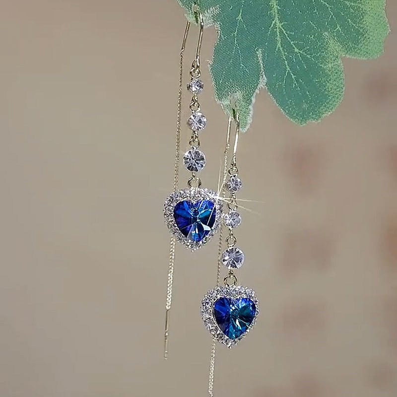 🛍️ 50 % Rabatt – Zarte Herz-Ohrringe mit blauem Kristall – filigraner Verlauf, edler Look & elegant – für den stilvollen Auftritt 💙