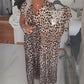 🔥Letzter Tag: 50% Rabatt! ⏰🐆Damenkleid mit V-Ausschnitt und Leopardenmuster🎁