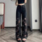 💜 Damen-Hose mit Strass-Print und Cut-Outs – Auffälliges Design, Bequeme Passform & Modischer Hingucker ✨