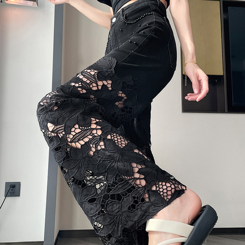 💜 Damen-Hose mit Strass-Print und Cut-Outs – Auffälliges Design, Bequeme Passform & Modischer Hingucker ✨