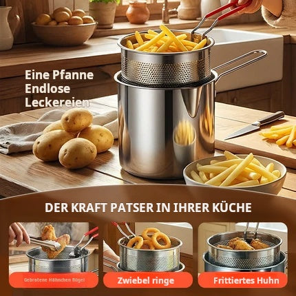 🍳 50% RABATT! 🍟 Multifunktionale Fritteuse aus Edelstahl 304 – Robust, hitzebeständig & vielseitig – Ideal für knuspriges Frittieren zu Hause ✨