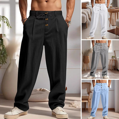 Herren Freizeit-Hose mit geradem Bein und Kordelzug