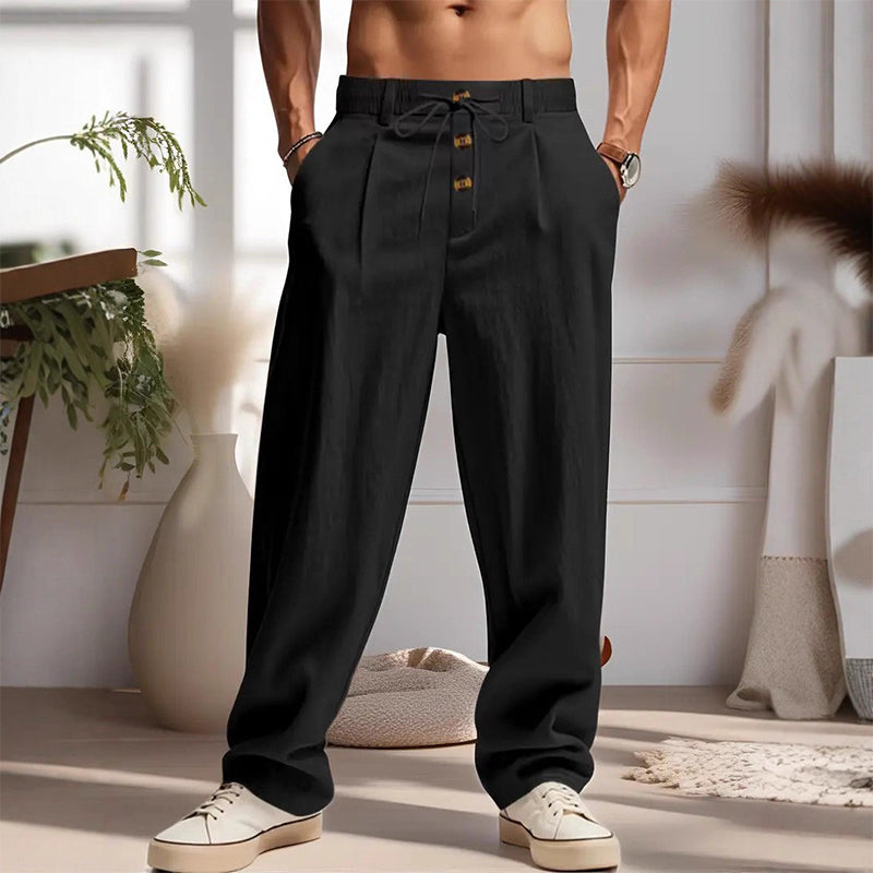 Herren Freizeit-Hose mit geradem Bein und Kordelzug