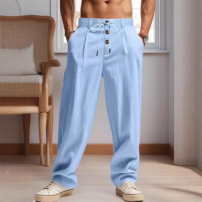 Herren Freizeit-Hose mit geradem Bein und Kordelzug
