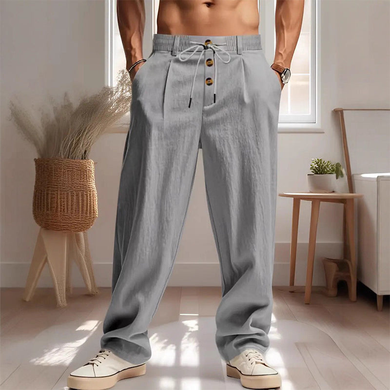 Herren Freizeit-Hose mit geradem Bein und Kordelzug