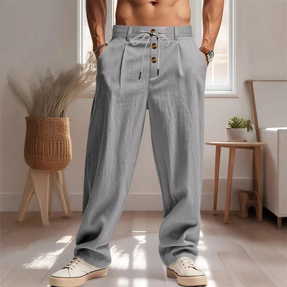 Herren Freizeit-Hose mit geradem Bein und Kordelzug