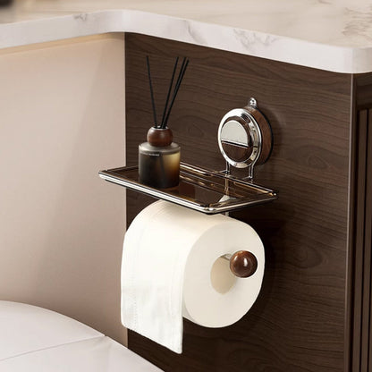 Toilettenpapierhalter ohne Bohrlöcher mit Ablage