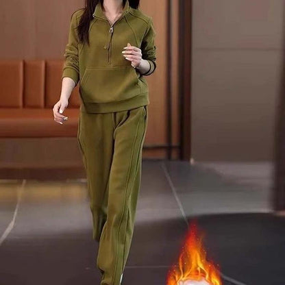 Lässiges 2-teiliges Set aus Half-Zip-Hoodie und Hosen