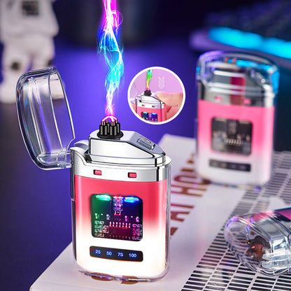 🔥⚡ WIEDERAUFLADBARES FEUERZEUG - Windfest mit Digitalanzeige, USB-C Ladung & Einstellbare Flamme, Wasserdicht und Stoßfest 🌬️💨