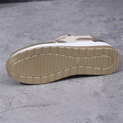 Damen-Sneaker mit Mesh-Obermaterial, Schnürung und Keilabsatz sowie seitlichem Reißverschluss