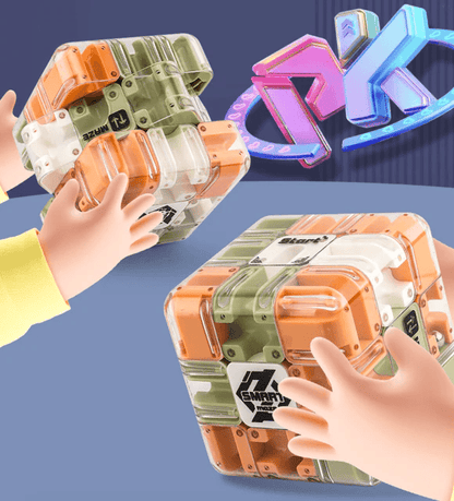 🧩✨ Großes Labyrinth 3D-Puzzle Labyrinthwürfel - 120 Herausfordernde Wege mit Sanfter Rotation für Kognitive Entwicklung & Spaß 🧠🔛