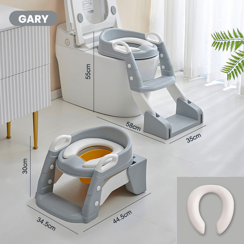 🧒 Toilettensitz mit Treppe – PU‑gepolstert, höhenverstellbar & sicher ✨