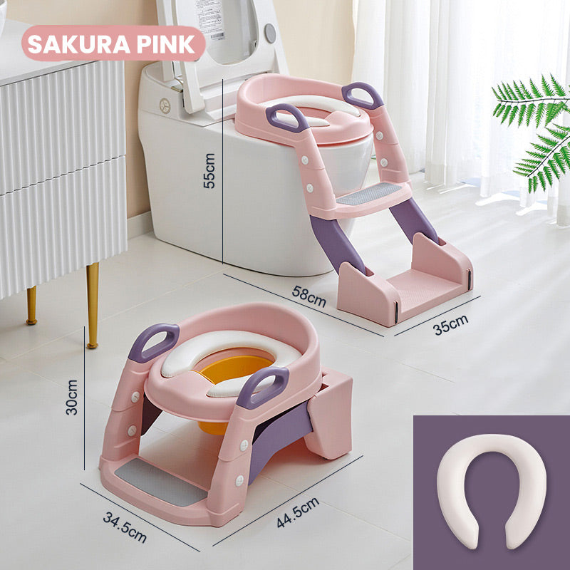 🧒 Toilettensitz mit Treppe – PU‑gepolstert, höhenverstellbar & sicher ✨