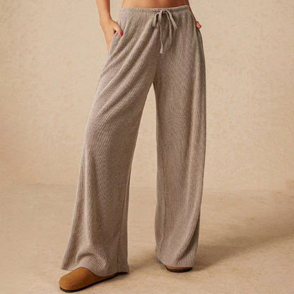 Weibliche Freizeit-Hose mit weitem Bein und Kordelzug