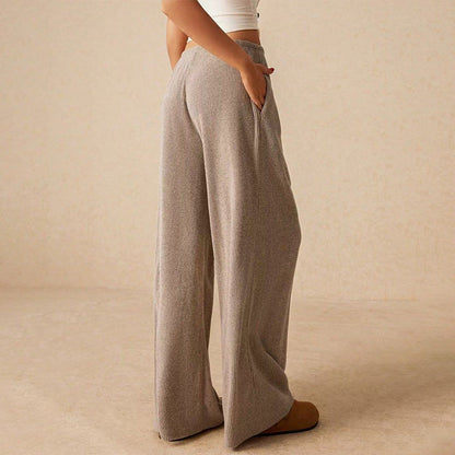 Weibliche Freizeit-Hose mit weitem Bein und Kordelzug