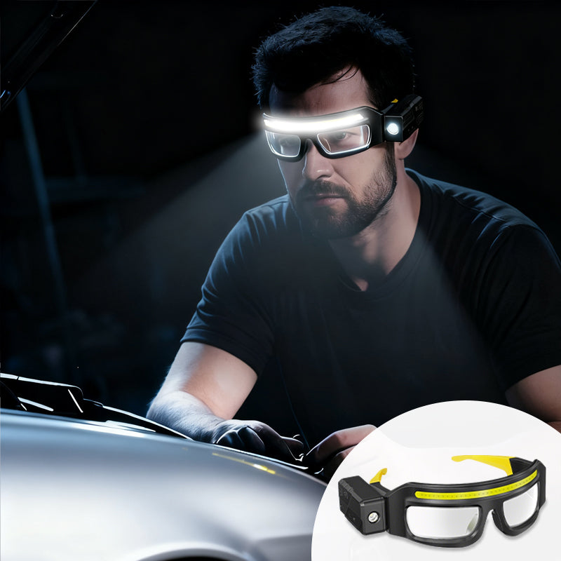 🔧 50% RABATT! 👓 Freihändige LED-Arbeitslichtbrille – 3 Helligkeitsstufen, Wiederaufladbar & Leicht für Reparaturen und Hobby 🛠️