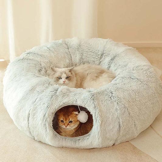 🐱2-in-1 faltbares Indoor-Soft-Rund-Katzenhöhlbett💎50 % Rabatt💎