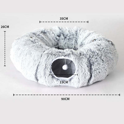 🐱2-in-1 faltbares Indoor-Soft-Rund-Katzenhöhlbett💎50 % Rabatt💎