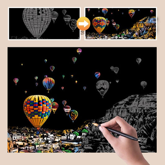 🎨4er Set Kreativer Schabmalerei mit Werkzeug