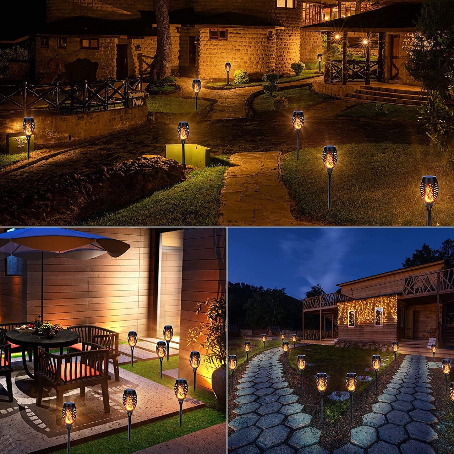 💫96 LED Solar-Gartenlampe – Feuerfackel-Design mit Bewegungssensor für Garten & Terrasse 🌞🏡