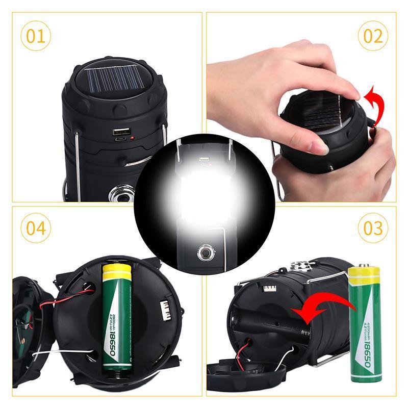 🧰3-in-1-Campinglaterne mit LED-Flamme