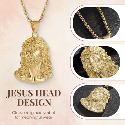 ✝️ 50% RABATT! 🕊️ Halskette mit Jesus-Kopf-Anhänger – Feine Gravur & langlebig ✨