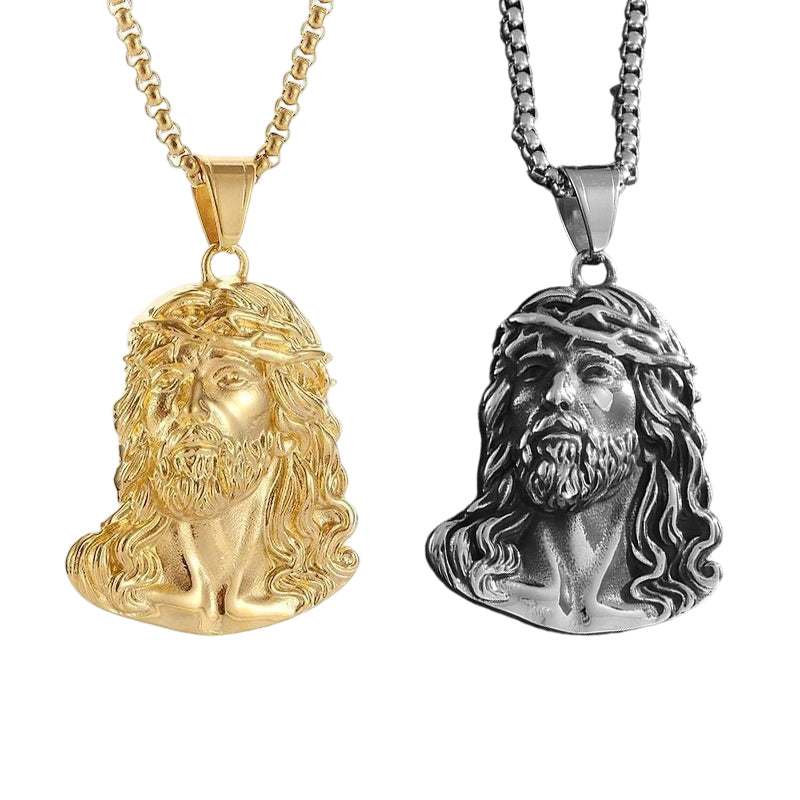✝️ 50% RABATT! 🕊️ Halskette mit Jesus-Kopf-Anhänger – Feine Gravur & langlebig ✨