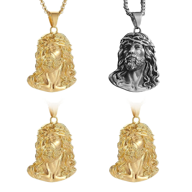 ✝️ 50% RABATT! 🕊️ Halskette mit Jesus-Kopf-Anhänger – Feine Gravur & langlebig ✨