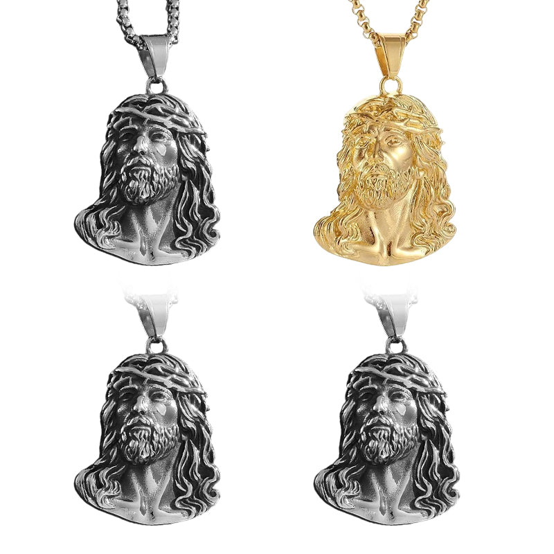 ✝️ 50% RABATT! 🕊️ Halskette mit Jesus-Kopf-Anhänger – Feine Gravur & langlebig ✨