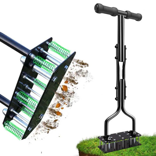 🌱 Rasenlüfter mit Spikes - 5-fach verstellbare Tiefen für gesündere Wurzeln & perfekten Luftaustausch 🔧🍃