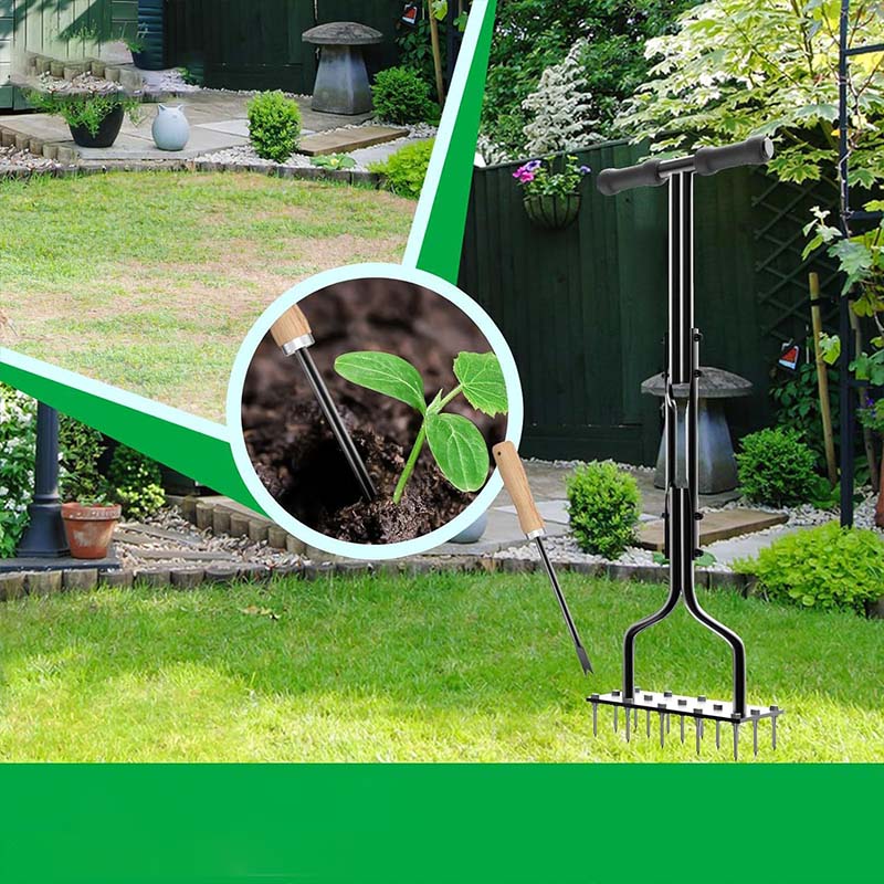 🌱 Rasenlüfter mit Spikes - 5-fach verstellbare Tiefen für gesündere Wurzeln & perfekten Luftaustausch 🔧🍃