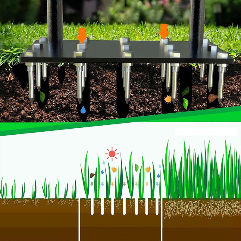 🌱 Rasenlüfter mit Spikes - 5-fach verstellbare Tiefen für gesündere Wurzeln & perfekten Luftaustausch 🔧🍃