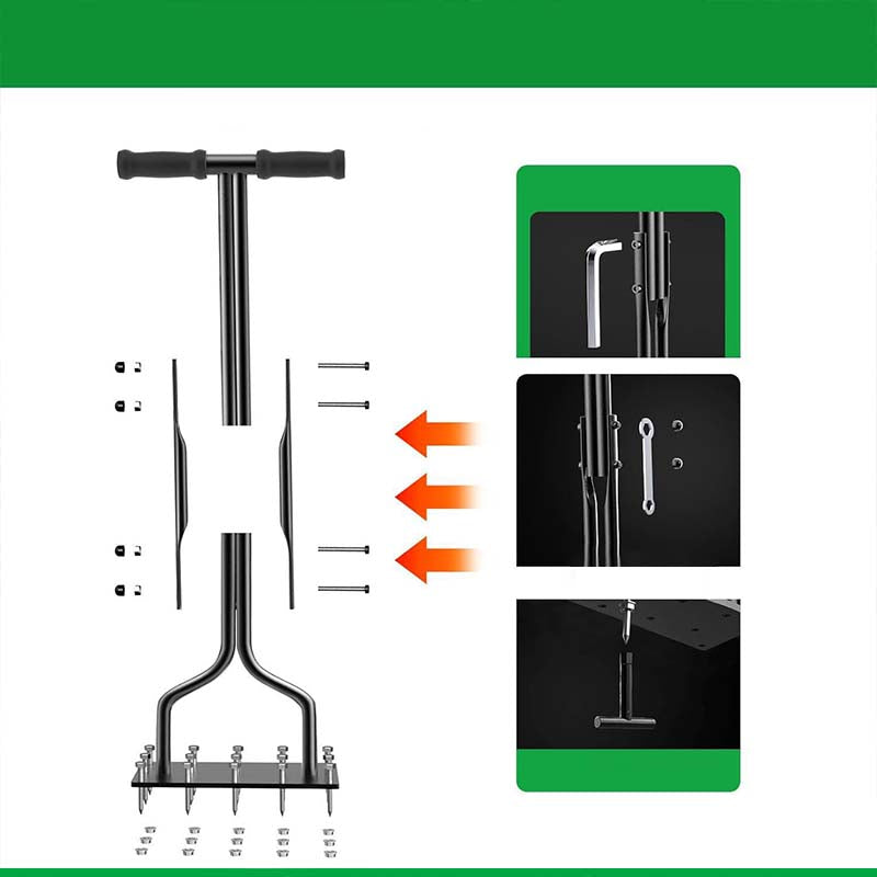 🌱 Rasenlüfter mit Spikes - 5-fach verstellbare Tiefen für gesündere Wurzeln & perfekten Luftaustausch 🔧🍃