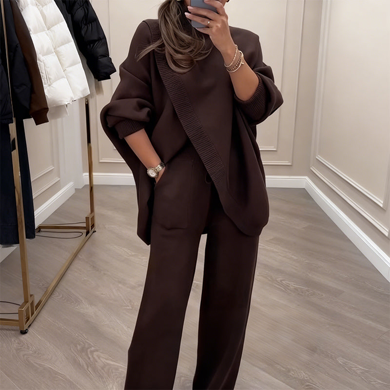 2-teiliges Oversize-Set aus Pullover und Hose für Damen