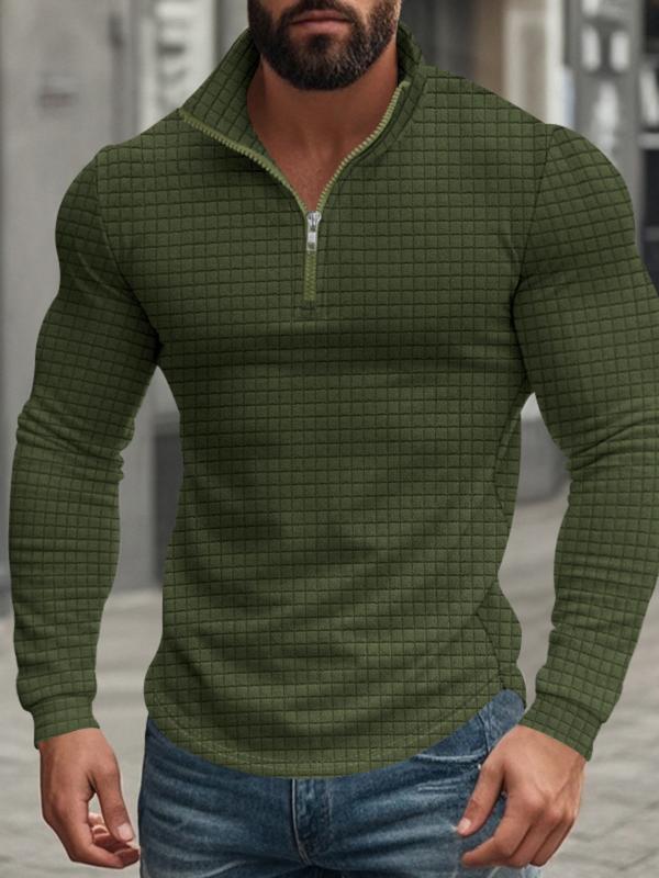 Herren Sweatshirt mit Stehkragen, Halbzip und Langarm