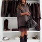 Damen zweiteiliges Set: Pulloverkleid mit Rollkragen und Unterkleid