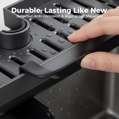 Abtropfgestell für Spülbecken mit Wasserhahn