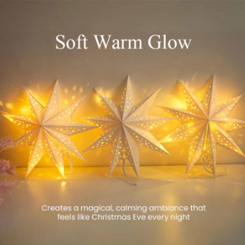 3D Weihnachts-Hängesternenlaterne mit Lichtern