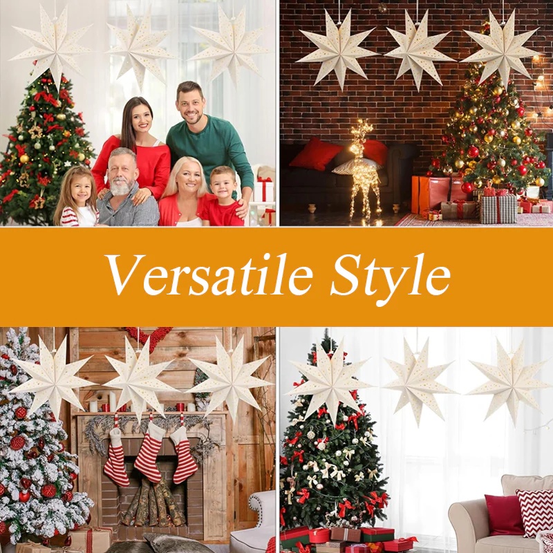 3D Weihnachts-Hängesternenlaterne mit Lichtern