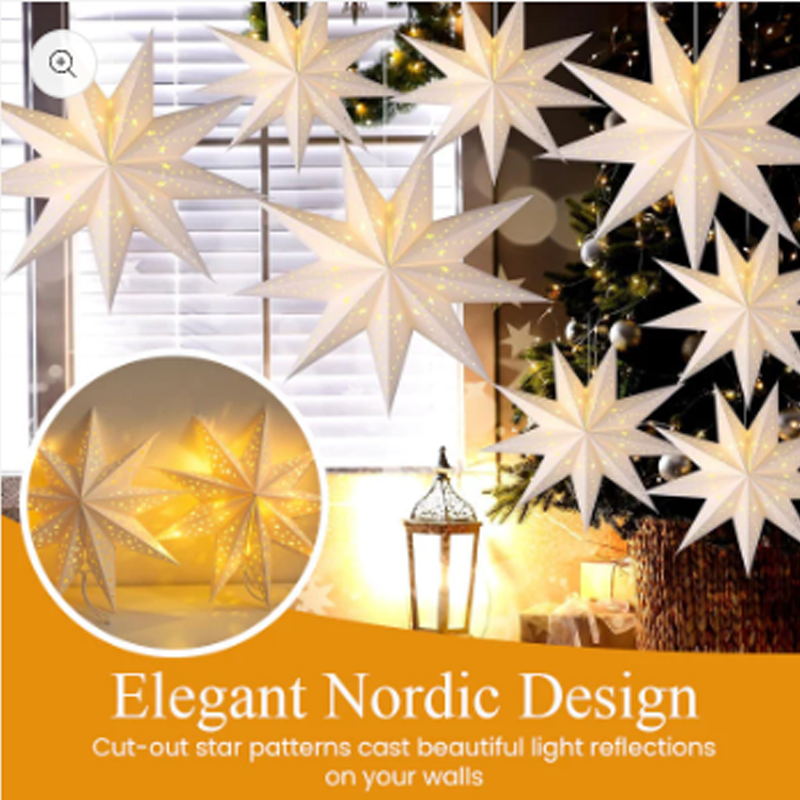 3D Weihnachts-Hängesternenlaterne mit Lichtern