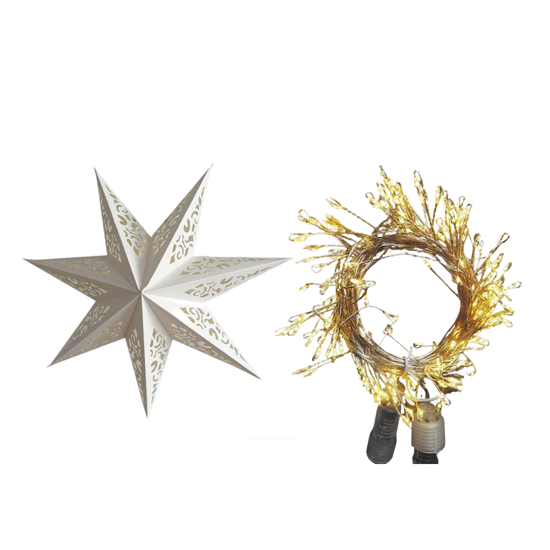 3D Weihnachts-Hängesternenlaterne mit Lichtern