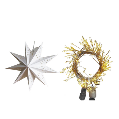 3D Weihnachts-Hängesternenlaterne mit Lichtern