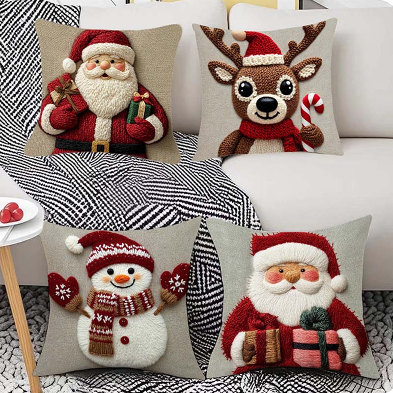 🎄Festlicher Weihnachtsfigur-Kissenbezug