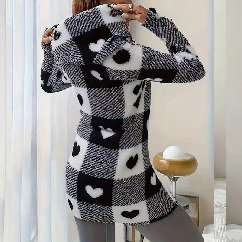 🍂🧥Karierte Kapuzenjacke für Damen mit Reißverschluss