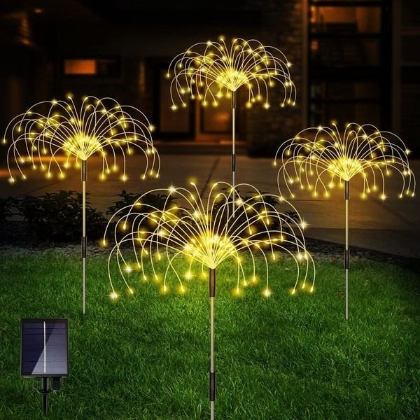 🌧️🌞 Solarbetrieben &  IP65🎇caiseWasserdichte Solar-Gartenfeuerwerk-Lampe